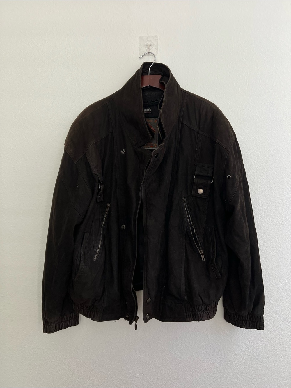 Men's Dark Brown Suede Bomber Jacket